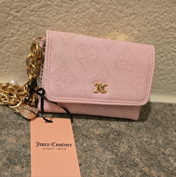 Juicy Couture Pink and Gold Clutch with Elegant Flap Closure - Picture 1 of 4